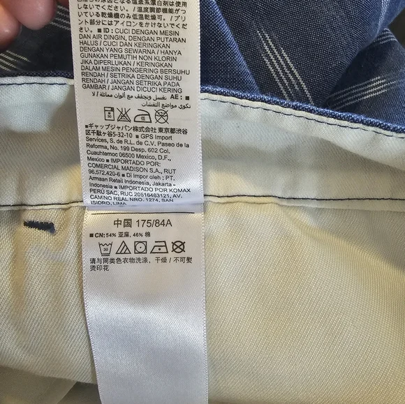 Old Navy Mens Ultimate Slim Blue W/White Heather Wave Design Linen Shorts Sz 33 - Picture 12 of 14